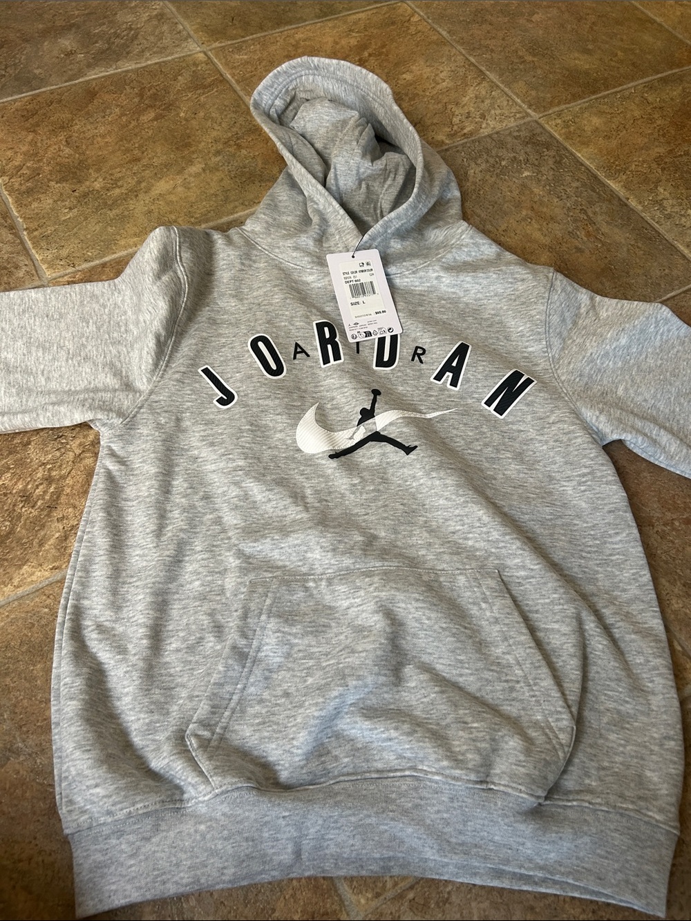 Jordan Gray Pullover Hoodie with Black and White Logo
